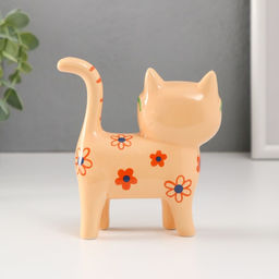 Фигурка керамика «Кошечка в зелёных очках, в цветочках», жёлтый, 11.6×4.3×11.5 см