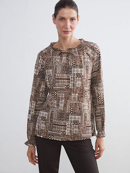 Ba?lamal? Yaka Desenli Bluz
