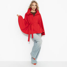 Жакет‑кейп на подкладе, Дикое притяжение (с поясом, красный) - Charutti фото 7