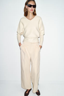 CORDUROY EFFECT STRAIGHT-LEG TROUSERS