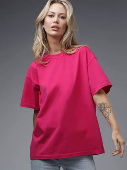 K11054 Футболка OVER SIZE (плотный хлопок) РОЗОВЫЙ