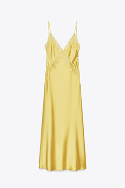 SATIN MIDI DRESS WITH LACE - Zara фото 6