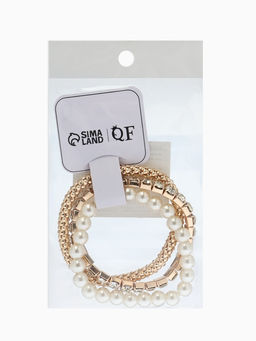 Браслеты «Стиль», набор 3 шт. шар №8, со стразами, тянется, белый в золоте