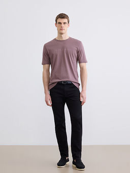 Bisiklet Yaka Bask?l? Penye Erkek Ti??rt