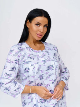 Ночная сорочка женская, цвет белый фиолетовый