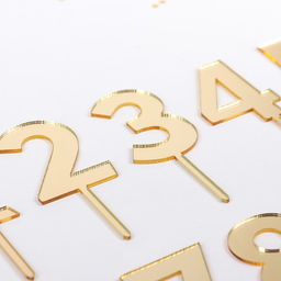 Набор топперов для торта Доляна Цифры, 10 шт, 83 см, цвет золотой  фото 3