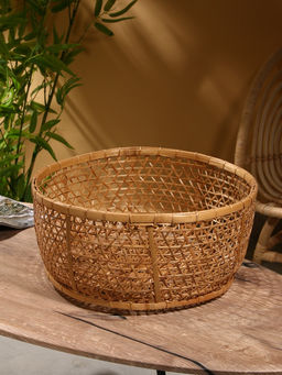 Корзина плетёная «Клоус», 40×40×16 см, бамбук, светлая