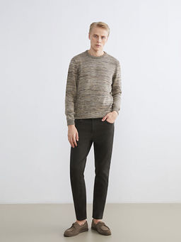 Bisiklet Yaka Desenli Erkek Triko Kazak