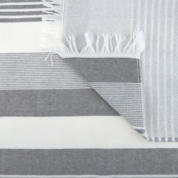 Полотенце махровое "Полосатый рейс" 70х140см, хлопок 100%, с бахромой, серый (Китай)