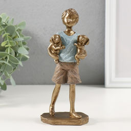 Фигурка полистоун «Мальчик со своими любимцами - щенками», 7.5×4.5×16.5 см