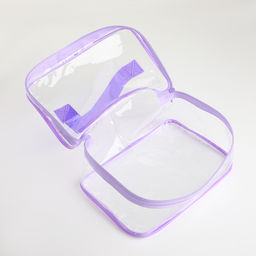 Косметичка-сундучок на молнии, маленькая, с ручкой, прозрачная, сиреневая - Simaland фото 4