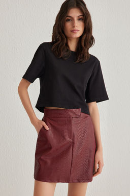 TRENDYOLMILLA Haki Premium Yuksek Kalite A-Line Suni Deri Mini Dokuma Etek TWOAW22ET0480 фото 3