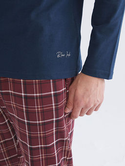 Bisiklet Yaka Uzun Kollu Erkek Pijama ?st