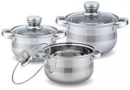 Набор посуды нерж. "Kelli" 6 пр со стекл. крышками, арт. KL-4215