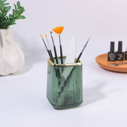 Органайзер - подставка для хранения косметики «GREEN», 11×8.2×8.2 см, зелёный/золотистый