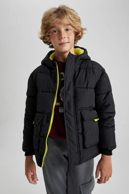 Водоотталкивающая куртка-пуховик с капюшоном для мальчиков - Defacto фото 3