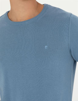 Koyu Mavi Slim Fit Bisiklet Yaka Basic Triko Kazak - Pierre cardin фото 7