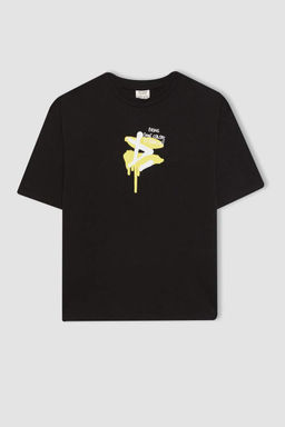 Футболка оверсайз с круглым вырезом на спине и короткими рукавами с принтом для мальчиков - Defacto фото 4