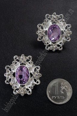 Серединка ювелирная (2 шт) SF-5794, серебро/фиолетовый №2