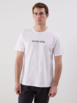 Bisiklet Yaka K?sa Kollu Bask?l? Penye Erkek Ti??rt