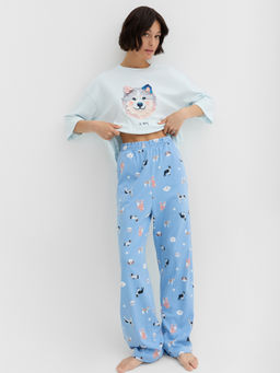 Комплект Mark Formelle женский футболка и брюки голубой хлопок фото 7