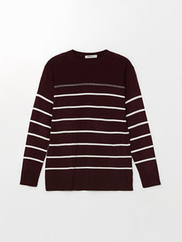 Bisiklet Yaka ?izgili Kad?n Triko Kazak