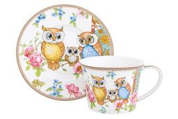 Чайн. пара 2 пр. 270 мл 12,5*9,5*7 см Совушки NEW BONE CHINA