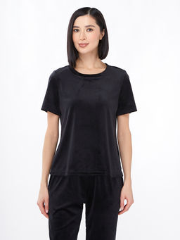 Костюм из велюра c коротким рукавом OD-889-1 черный