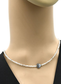 Чокер Сердце из циркона огранка 3мм, цв.хрусталь, 39см