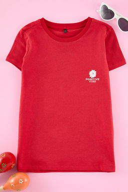 K?rm?z? K?z Cocuk Anne-K?z Bask?l? Orme Mini Me T-Shirt TKDAW25TS00021 - Trendyolmilla фото 2
