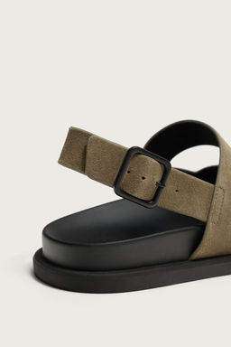 SANDALIA TIRAS PIEL / Gris Topo - Zara фото 3