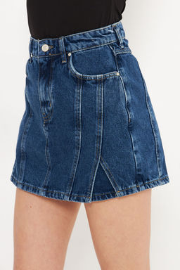 TRENDYOLMILLA Koyu Mavi Y?rtmac Detayl? Denim Sort Etek TWOSS25SR00149  фото 3