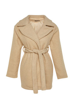 Bej Oversize Genis Kesim Kusakl? Buklet Kaban TWOAW24KB00057