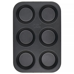 52715 GIPFEL Форма для выпечки маффинов MAXIMUS BLACK 32x22x4см/6шт с двуслойным антипригарным покрытием Whitford Quantanium. Толщина: 0,7мм. Материал: углеродистая сталь. Цвет: чёрный.