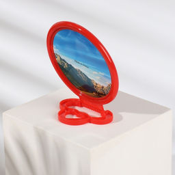 Цена за 10 шт. Зеркало настольное, круглое, настенное, 11.5×17.8 см, (d=9.5 см), МИКС