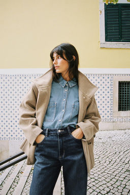 CROPPED WOOL COAT WITH HIGH NECK - Zara фото 4
