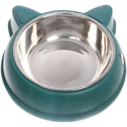 Миска пластиковая с металлической чашкой "КОТИКИКИС", цвет бирюзовый, 22,5*5,5 / 15,5*5см