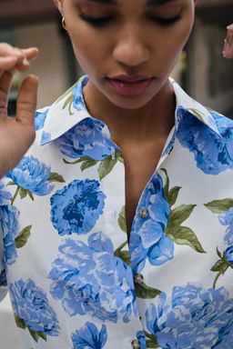 FLORAL PRINT POPLIN SHIRT - Zara фото 13