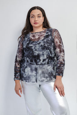 Блуза темно-серая с абстрактным принтом Averi
