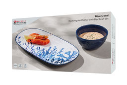 Набор, 2 пр, блюдо/салатник, керамика К, белое/синий, Синие кораллы, Blue Coral