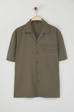 TRENDYOL MAN Limited Edition Haki Regular Fit Keten Kar?s?ml? Gomlek TMNSS25GO00038 - Trendyolmilla фото 5