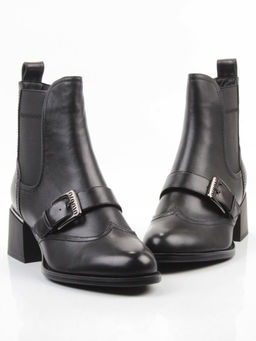 01-J4B-9A BLACK Ботинки "Челси" демисезонные женские (натуральная кожа, байка)