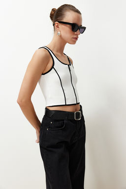 Beyaz Fermuarl? Fitilli Esnek Crop Orme Atlet TWOSS24AL00062 - Trendyolmilla фото 2