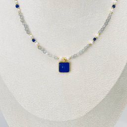 Колье из Лабрадора, Жемчуга и Лазурита