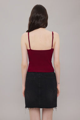 TRENDYOLMILLA Bordo Dantel Detayl? Ask?l? Fitted/Vucuda Oturan Orme Atlet TWOSS25AL00013  фото 4