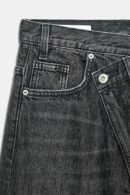 JEANS TRF WIDE LEG CINTURA CRUZADA TIRO ALTO / Negro - Zara фото 11
