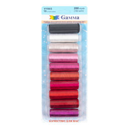 Нитки для вышивания Gamma ассорти V150/2 100% вискоза 10 цв. x 200 я 183 м СК/Уценка
