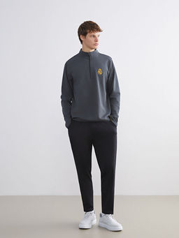 Dik Yaka Real Madrid Bask?l? Erkek Sweatshirt