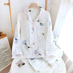 K12275 Костюм домашний: рубашка и брюки (муслин) БЕЛЫЙ_01