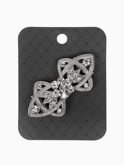 Зажим для кардигана "Ажур", лепестки, цвет белый в серебре